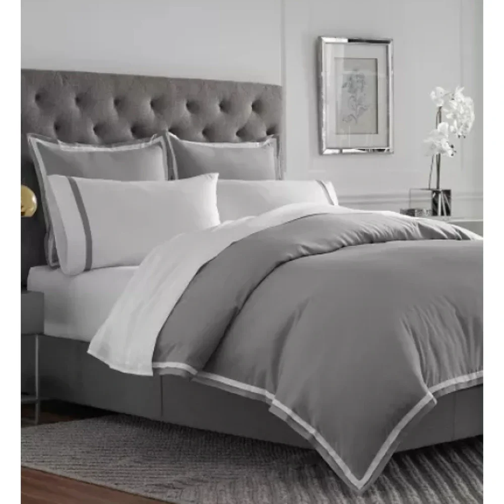 Martex 2000 Series Duvet Cover & Shams Full Queen Set UltraSoft Gray White New